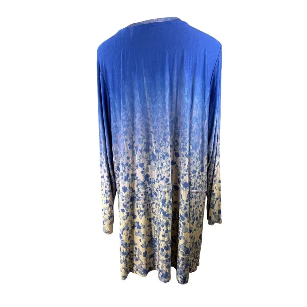 LOGO by Lori Goldstein Printed Ombre Knit Button Front Cardigan Plus Size 3X - Picture 12 of 15